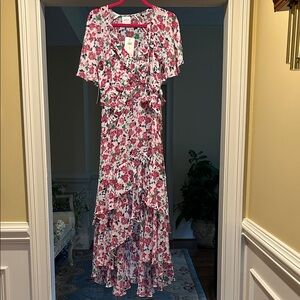 Misa Los Angeles Pink Floral High-Low Dress